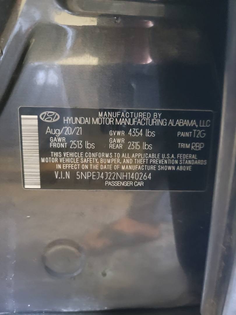 2022 HYUNDAI SONATA — 50703 Miles — Lot 140264 — Main - Marhaba Auctions Used Cars - Image 10