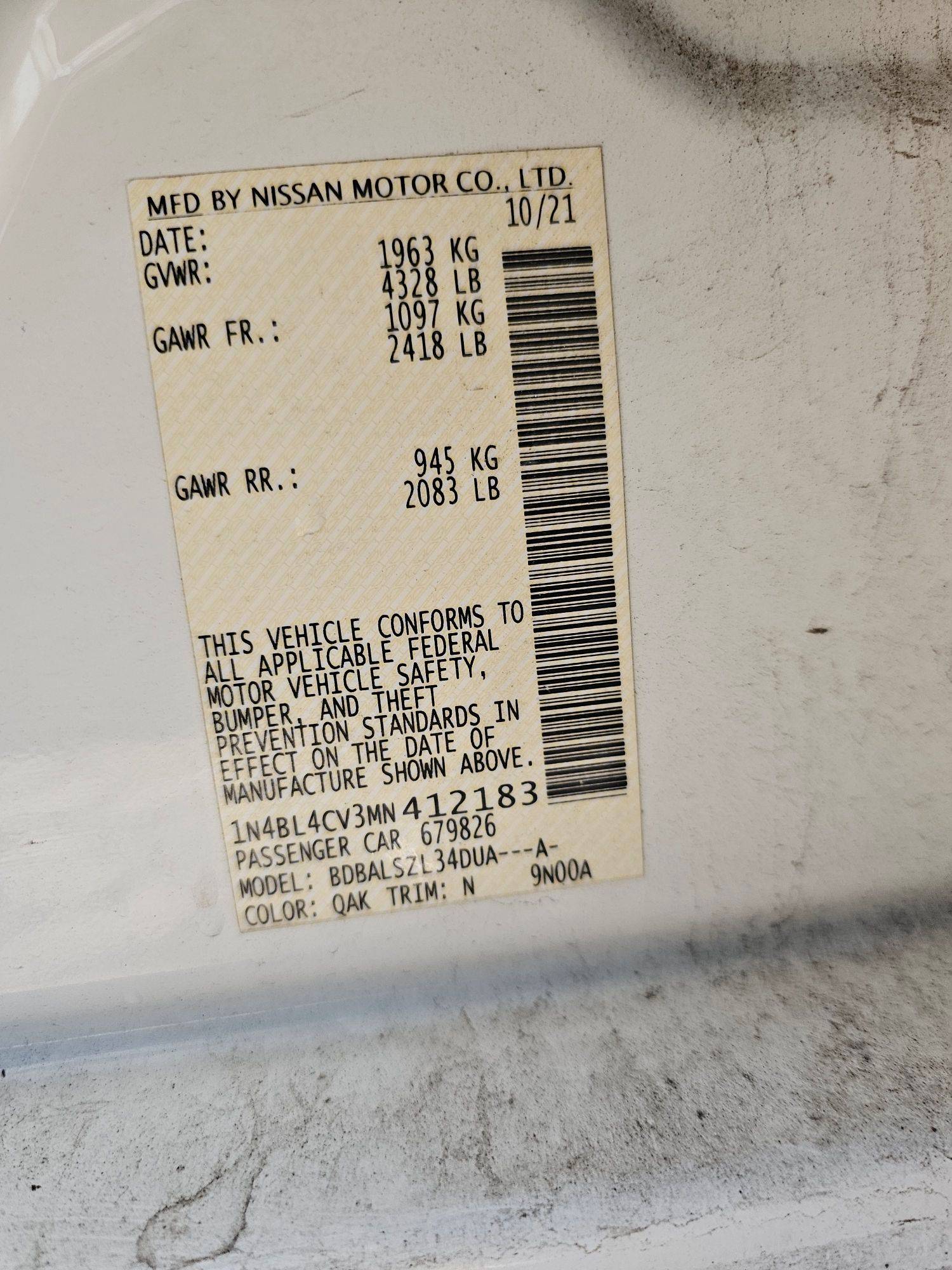 NISSAN ALTIMA 2021 - Marhaba Auction Used Cars - Image 9