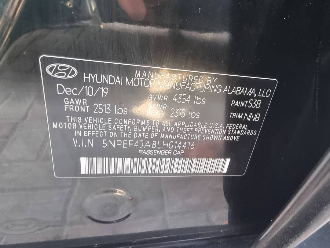 2020 HYUNDAI SONATA — 116276 Miles — Lot H014416 — Ind. 12 - Marhaba Auctions Used Cars - Image 10