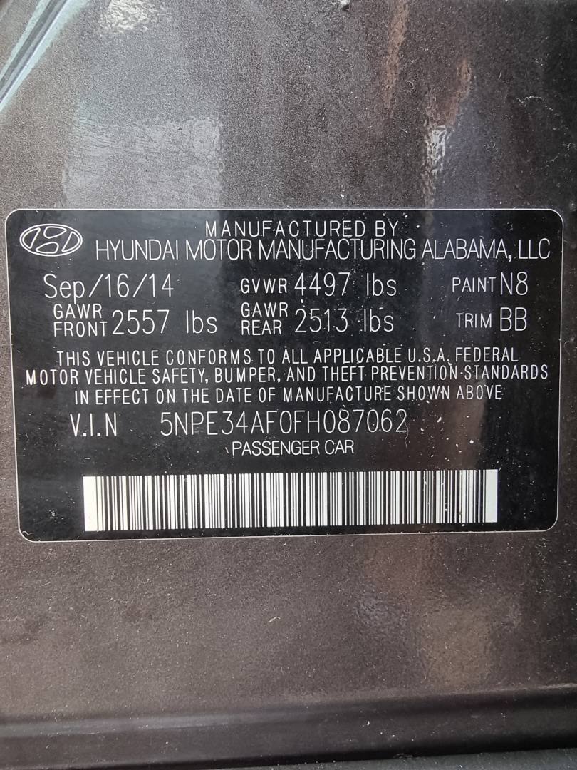 2015 HYUNDAI SONATA — 135085 Miles — Lot 38711758 — Souq - Marhaba Auctions Used Cars - Image 8