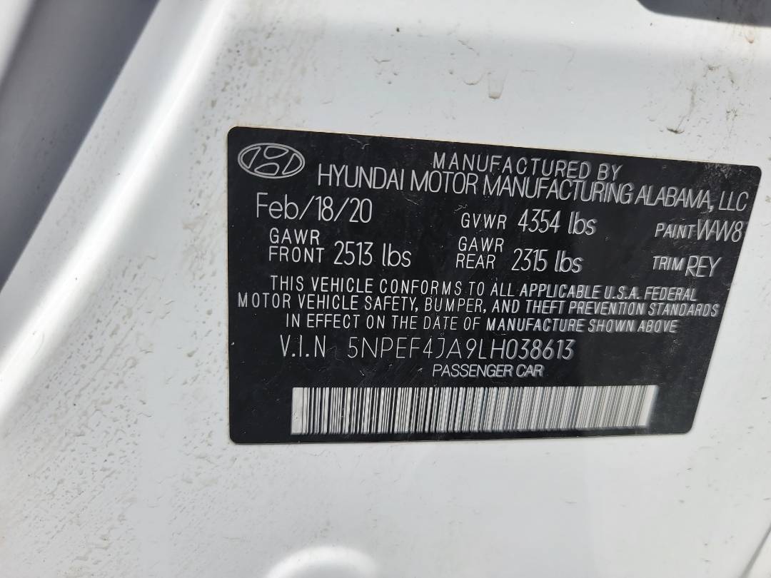 2020 HYUNDAI SONATA — 44016 Miles — Lot H038613 — Main - Marhaba Auctions Used Cars - Image 9