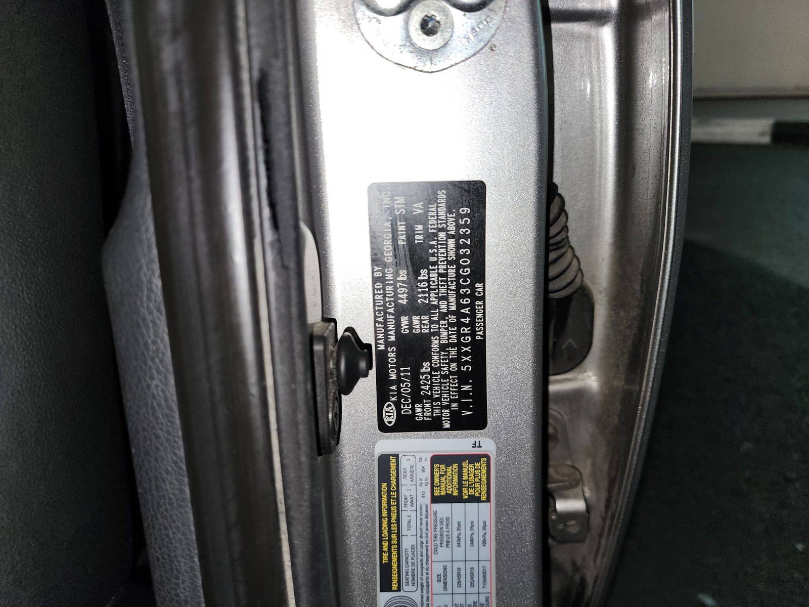 2012 KIA OPTIMA — 162074 Miles — Lot 32359 — Souq - Marhaba Auctions Used Cars - Image 11