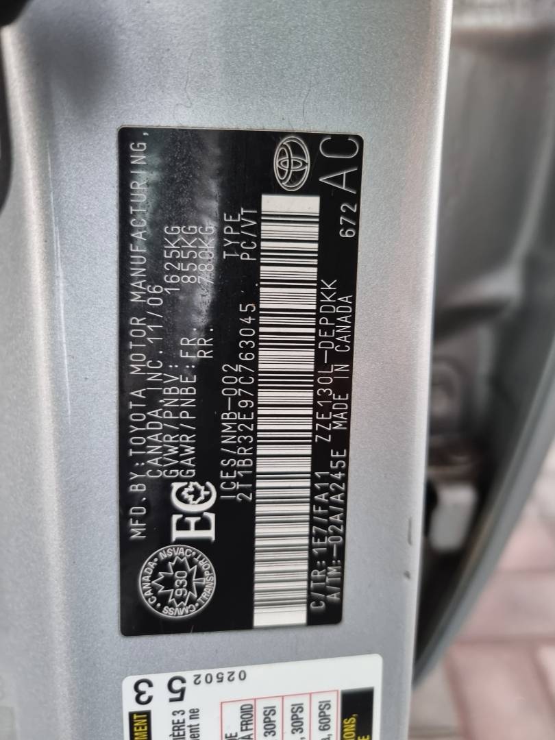 2007 TOYOTA COROLLA — 119056 KM — Lot 125487 — Ind. 12 - Marhaba Auctions Used Cars - Image 9