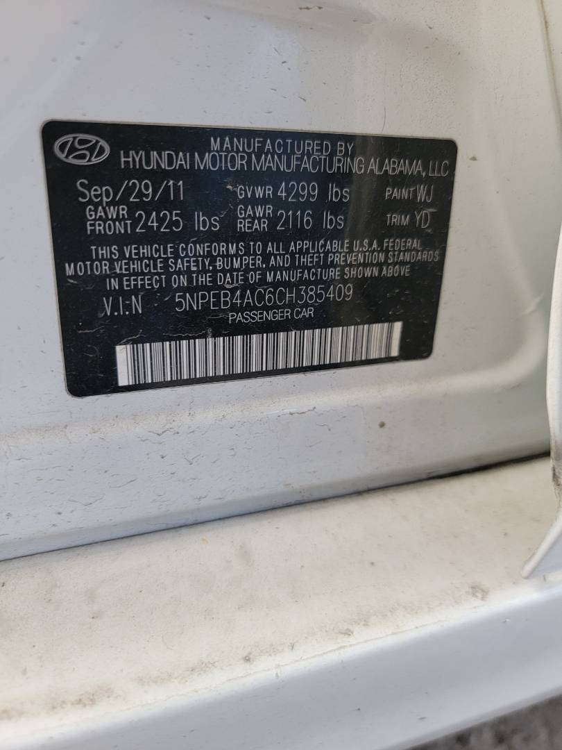 2012 HYUNDAI SONATA — 120616 Miles — Lot 64582803 - Marhaba Auctions Used Cars - Image 8