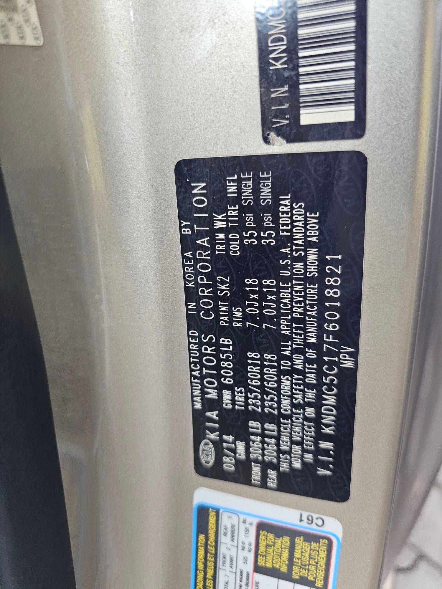 KIA SEDONA 2015 - Marhaba Auction Used Cars - Image 10