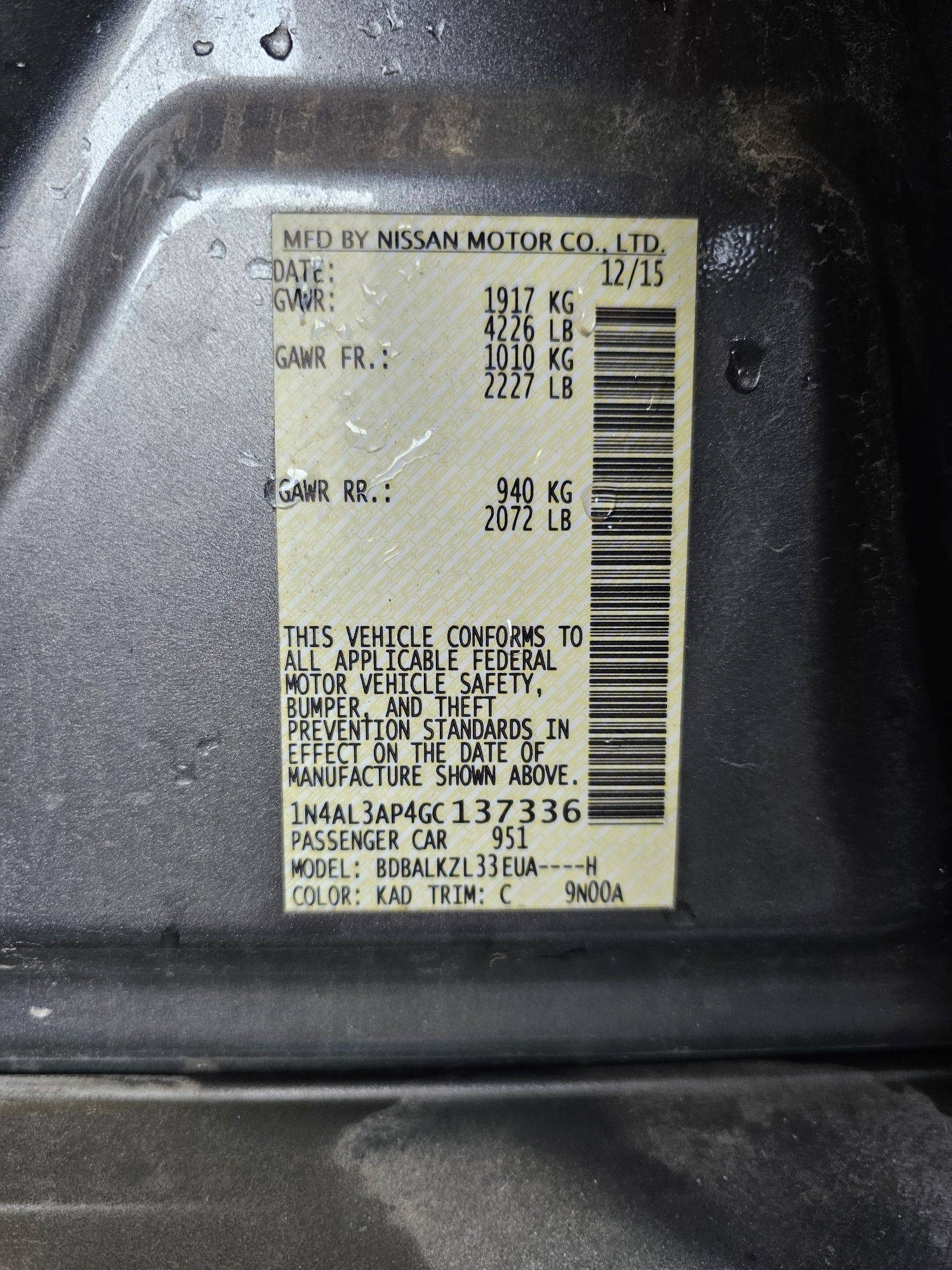 2016 NISSAN ALTIMA — 159291 Miles — Lot 89646805 — Souq - Marhaba Auctions Used Cars - Image 9