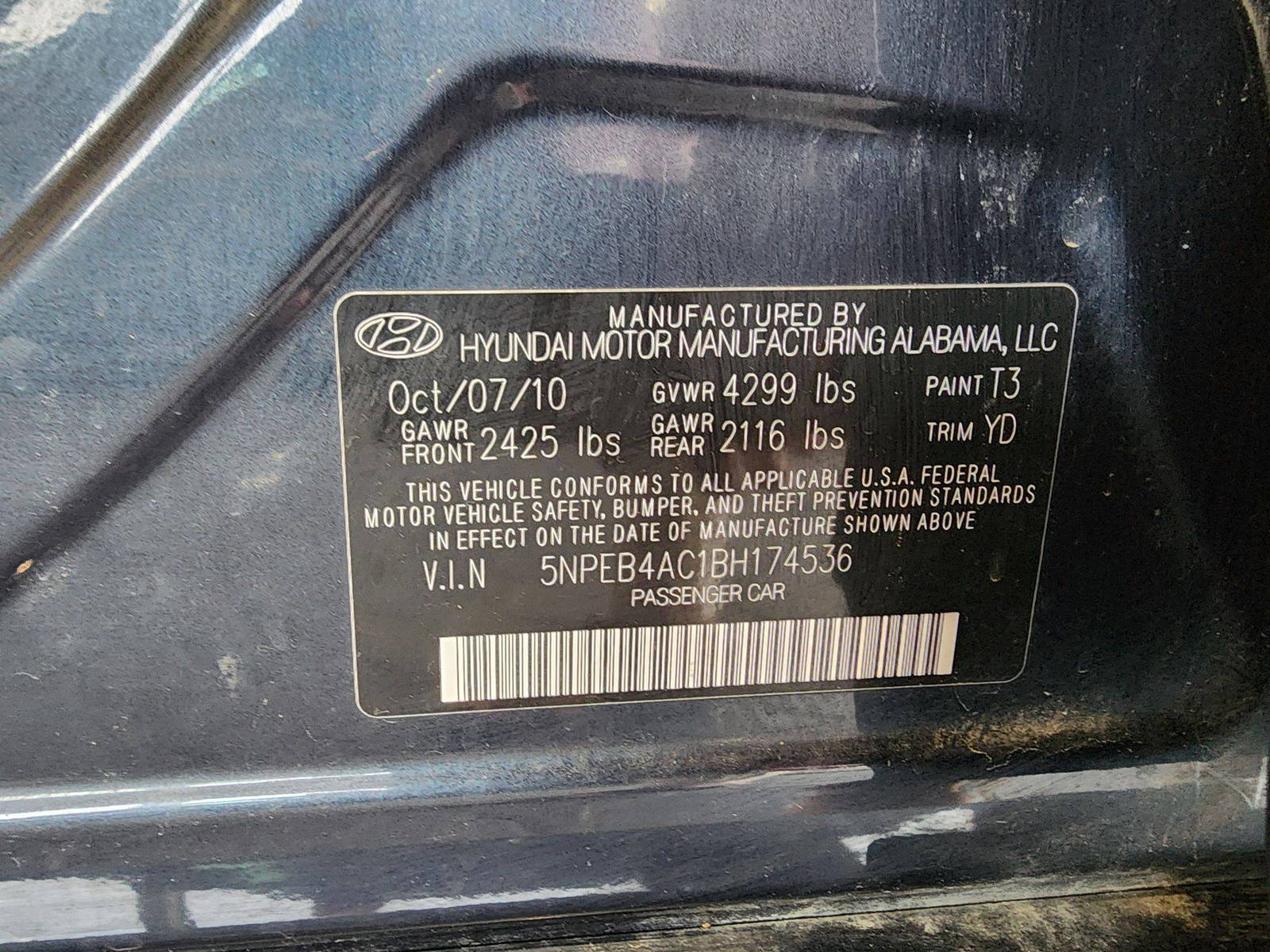 2011 HYUNDAI SONATA — 168457 Miles — Lot 46276294 — Souq - Marhaba Auctions Used Cars - Image 9