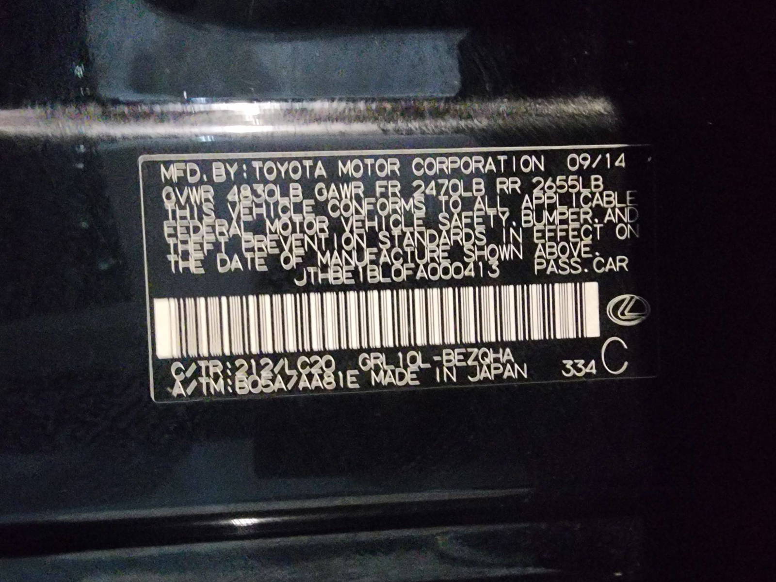 2015 LEXUS GS 350 — 136348 Miles — Lot 000413 — Souq - Marhaba Auctions Used Cars - Image 9