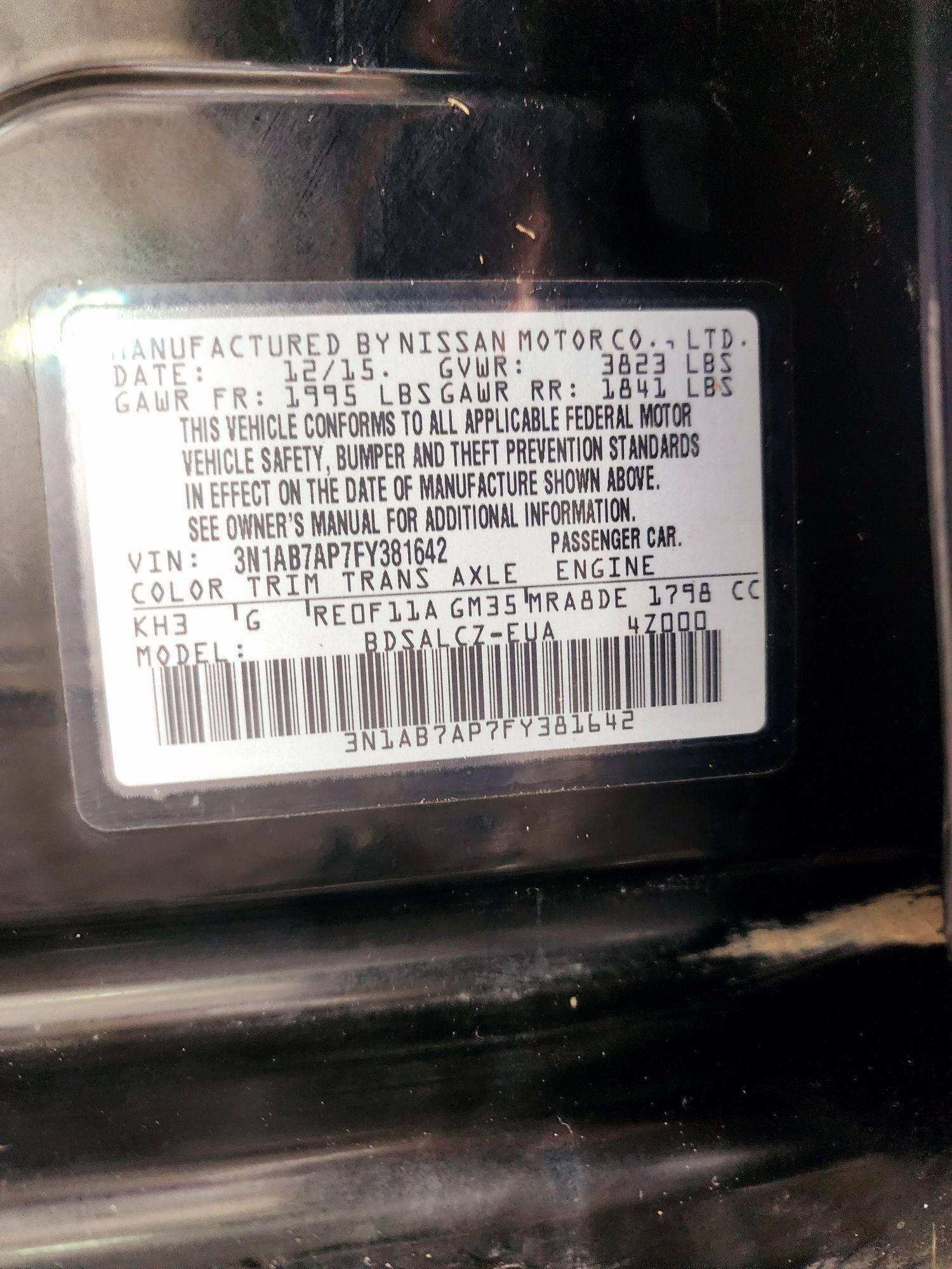 2015 NISSAN SENTRA — 207266 Miles — Lot 65470774 — Souq - Marhaba Auctions Used Cars - Image 9