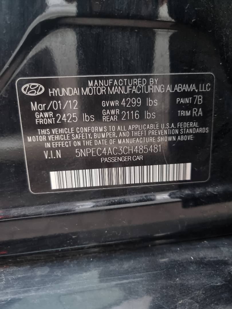 2012 HYUNDAI SONATA — 215732 Miles — Lot 215487 — Ind. 12 - Marhaba Auctions Used Cars - Image 9