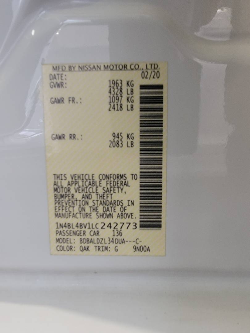 2020 NISSAN ALTIMA — 57726 Miles — Lot LC242773 — Main - Marhaba Auctions Used Cars - Image 9