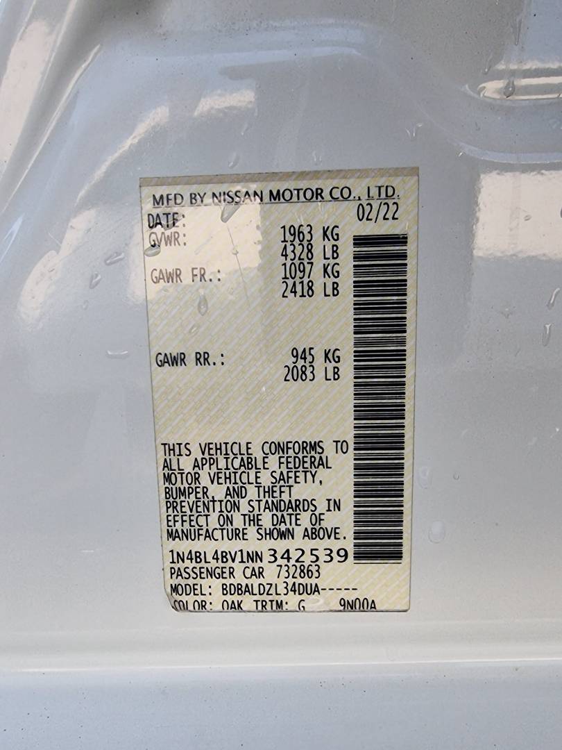 2022 NISSAN ALTIMA — 137568 Miles — Lot 342539 — Main - Marhaba Auctions Used Cars - Image 9