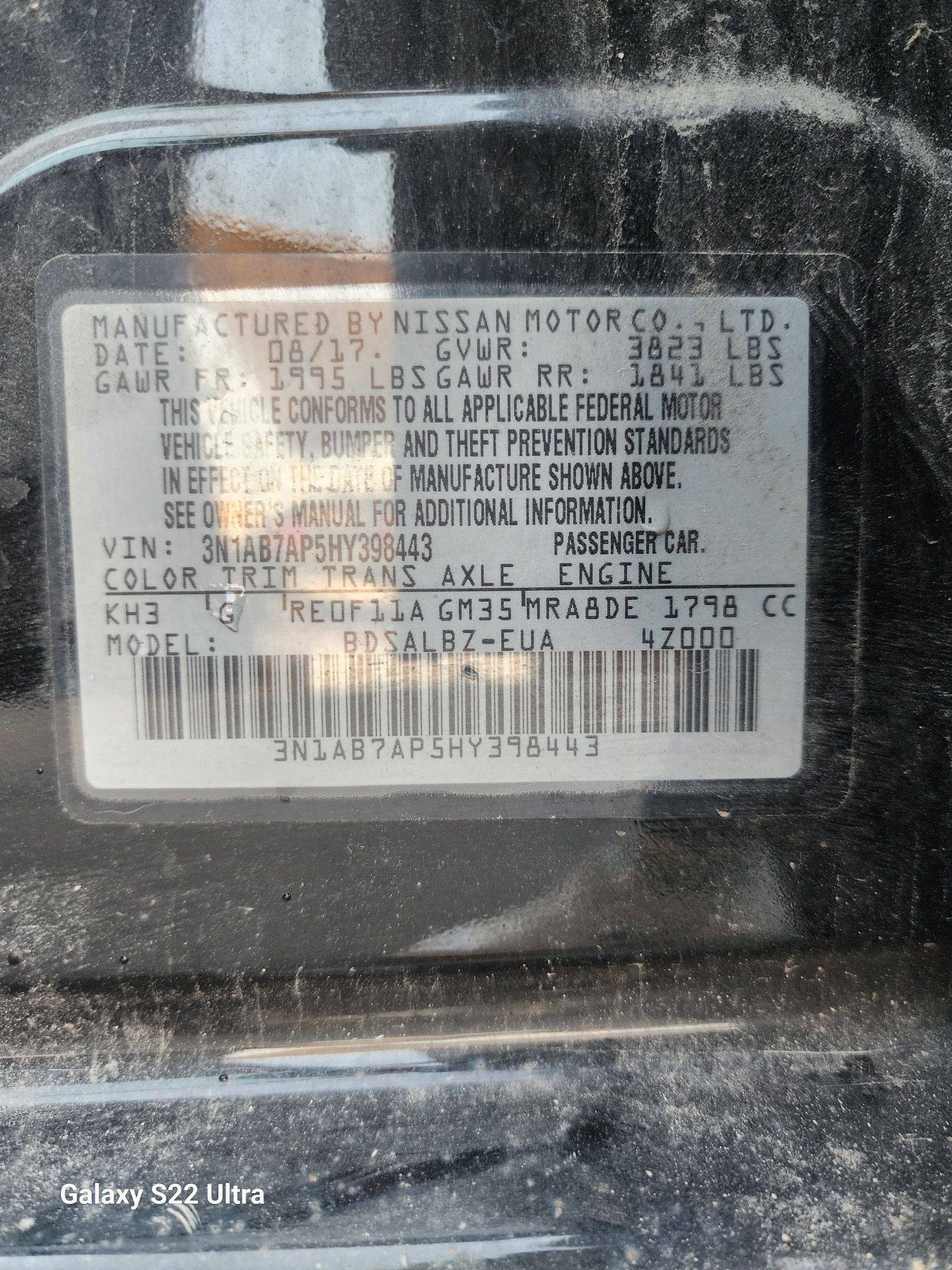 2017 NISSAN SENTRA — 121999 Miles — Lot Y398443 - Marhaba Auctions Used Cars - Image 6