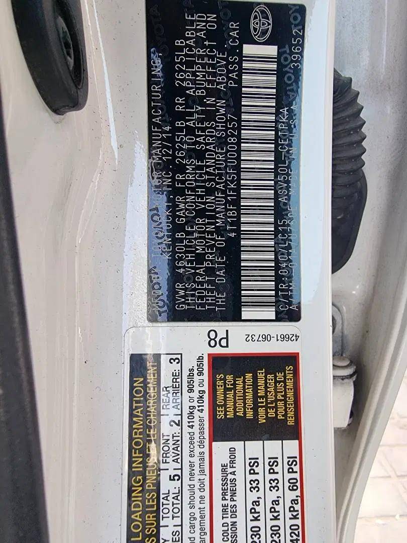 2015 TOYOTA CAMRY — 153623 Miles — Lot U008257 — Main - Marhaba Auctions Used Cars - Image 8