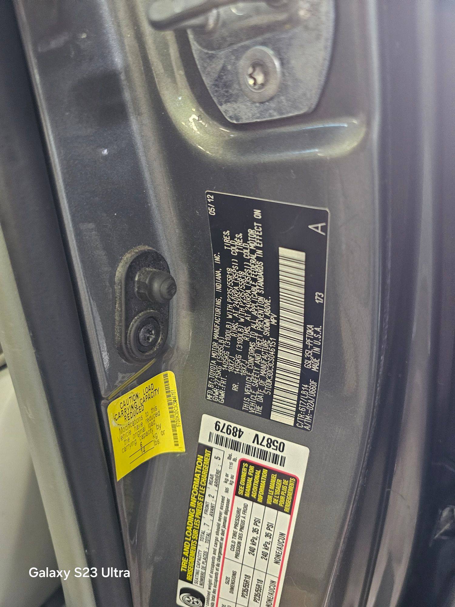 2012 TOYOTA SIENNA — 182499 Miles — Lot S046151 — Main - Marhaba Auctions Used Cars - Image 9