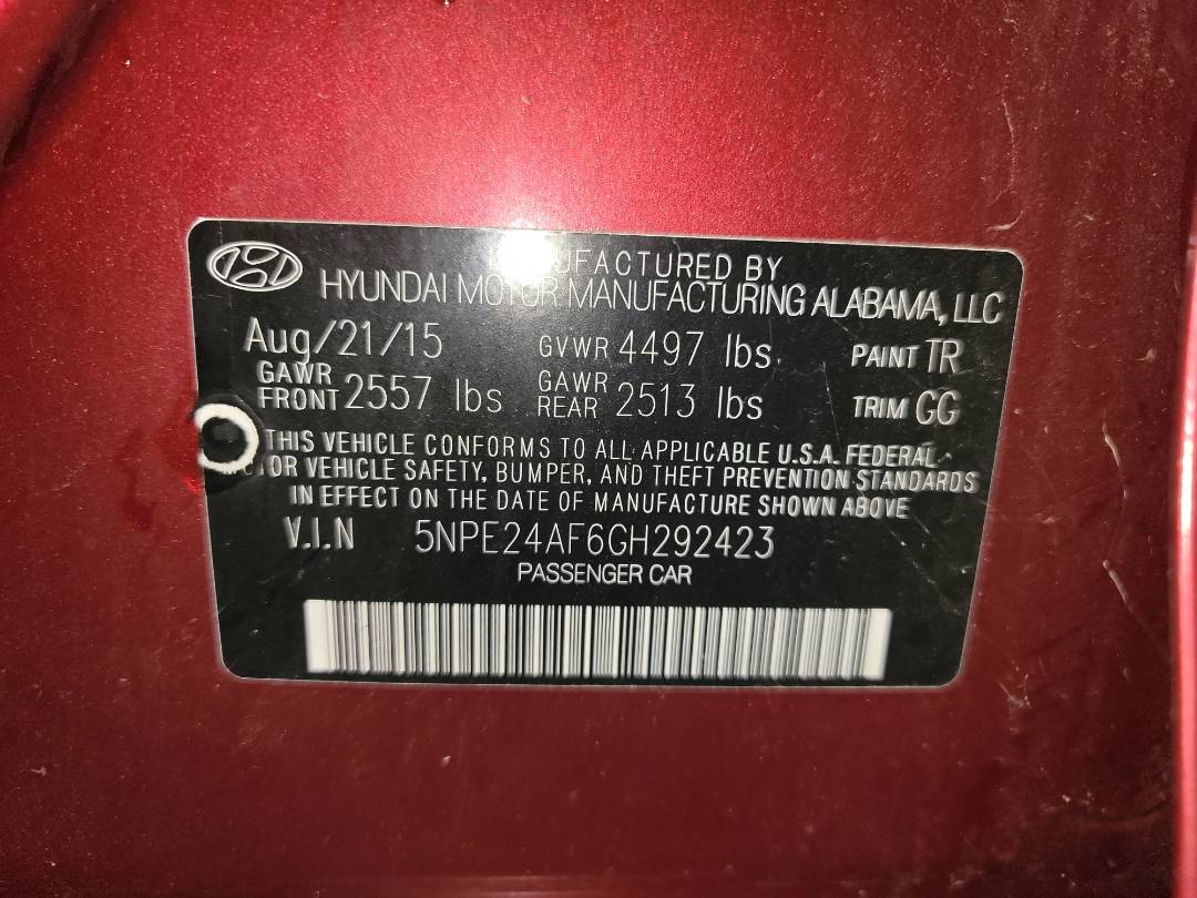2016 HYUNDAI SONATA — 144258 Miles — Lot H292423 - Marhaba Auctions Used Cars - Image 9