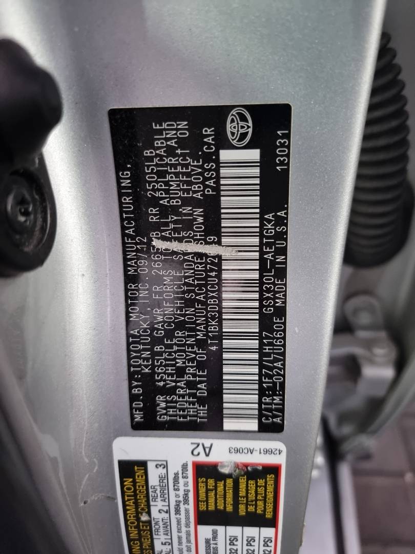 2012 TOYOTA AVALON — 156435 Miles — Lot 472649 — Ind. 12 - Marhaba Auctions Used Cars - Image 8