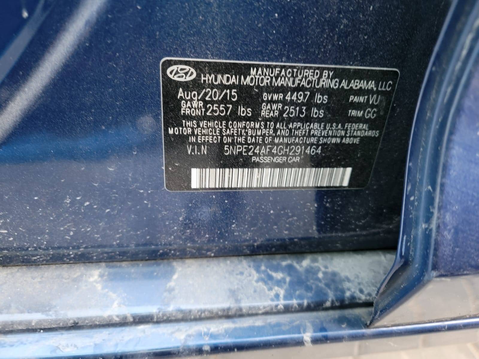2016 HYUNDAI SONATA — 162419 Miles — Lot 64593413 - Marhaba Auctions Used Cars - Image 3