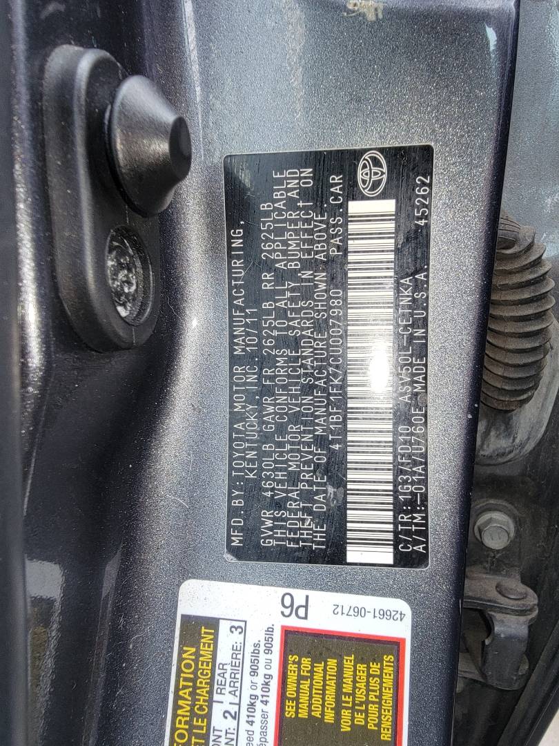 2012 TOYOTA CAMRY — 144422 Miles — Lot 38287267 - Marhaba Auctions Used Cars - Image 8