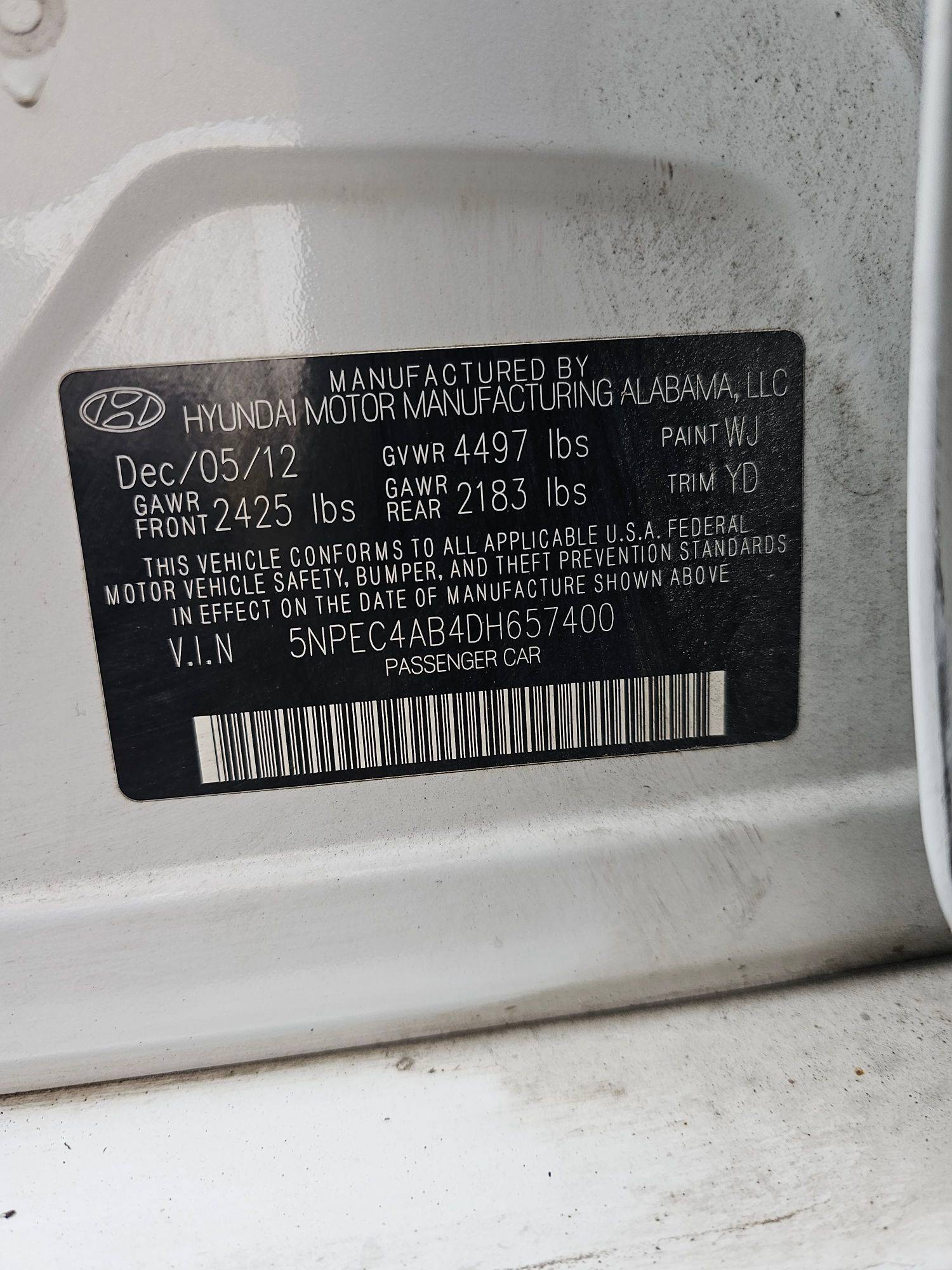 HYUNDAI SONATA 2013 - Marhaba Auction Used Cars - Image 10