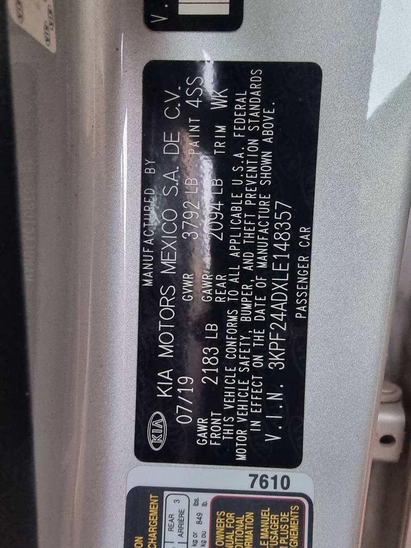 2020 KIA FORTE — 115226 Miles — Lot LE148357 — Ind. 12 - Marhaba Auctions Used Cars - Image 7
