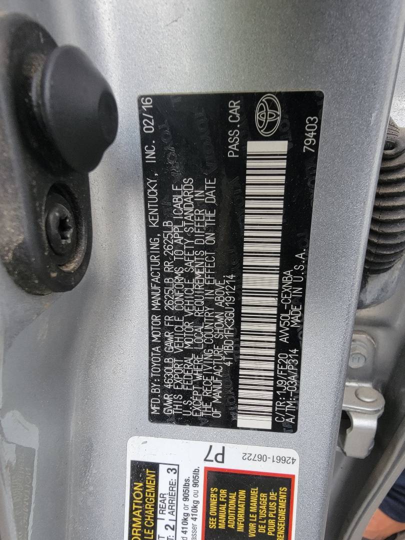 2016 TOYOTA CAMRY — 43442 Miles — Lot U191214 — Main - Marhaba Auctions Used Cars - Image 10