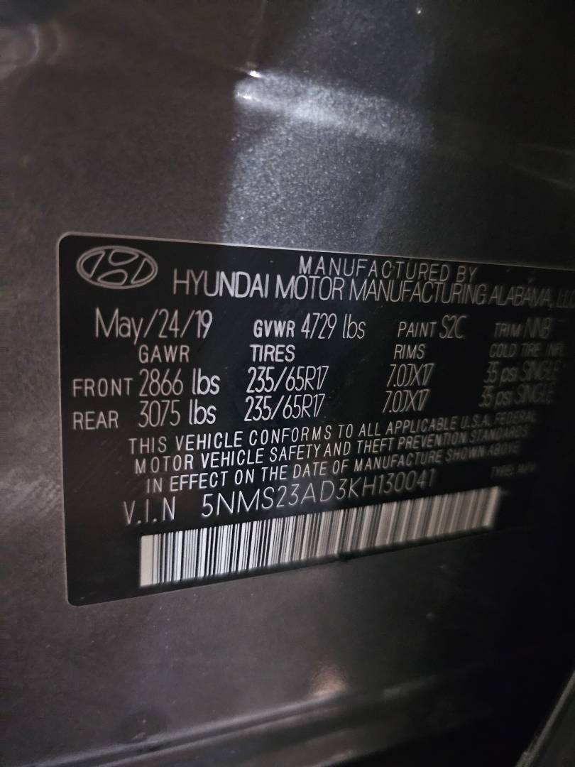 2019 HYUNDAI SANTA FE — 110850 Miles — Lot KH130041 — Main - Marhaba Auctions Used Cars - Image 10