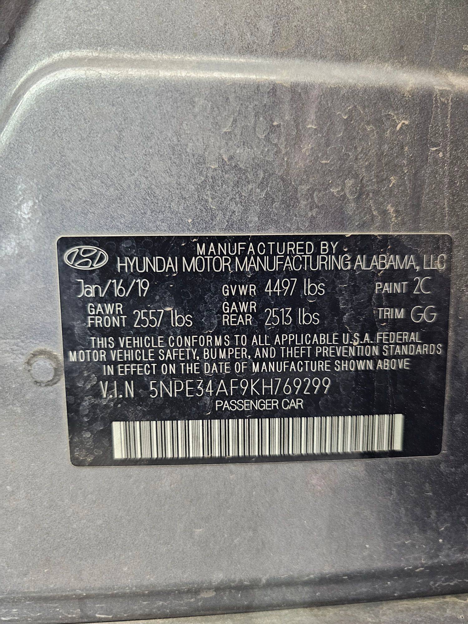 2019 HYUNDAI SONATA — 176862 Miles — Lot 769299 — Ind. 12 - Marhaba Auctions Used Cars - Image 10