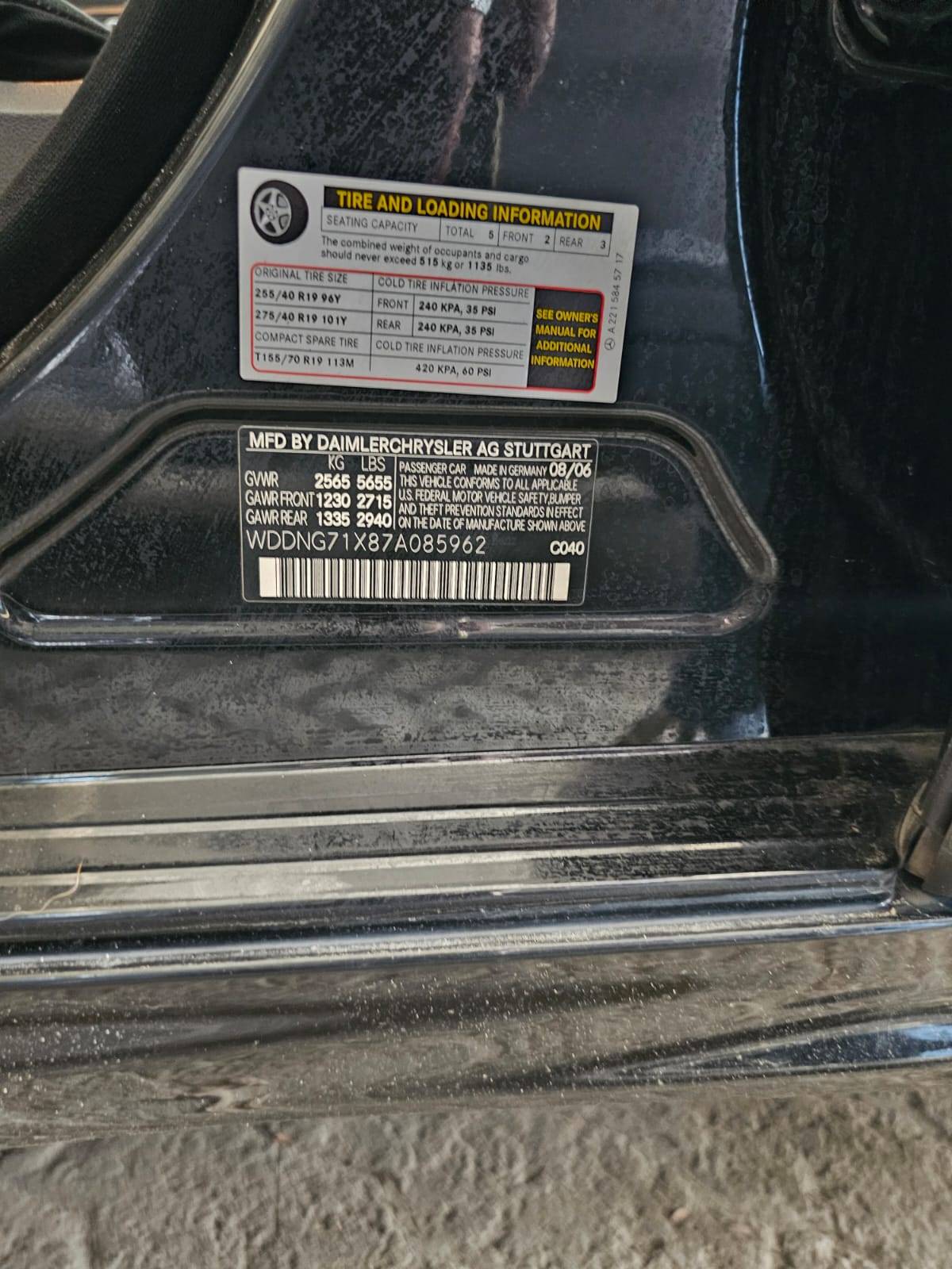 2007 MERCEDES BENZ S 550 — 172814 KM — Lot A085962 — Main - Marhaba Auctions Used Cars - Image 8