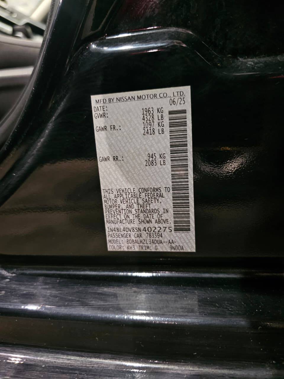 2025 NISSAN ALTIMA — 15004 Miles — Lot SN402275 — Main - Marhaba Auctions Used Cars - Image 8