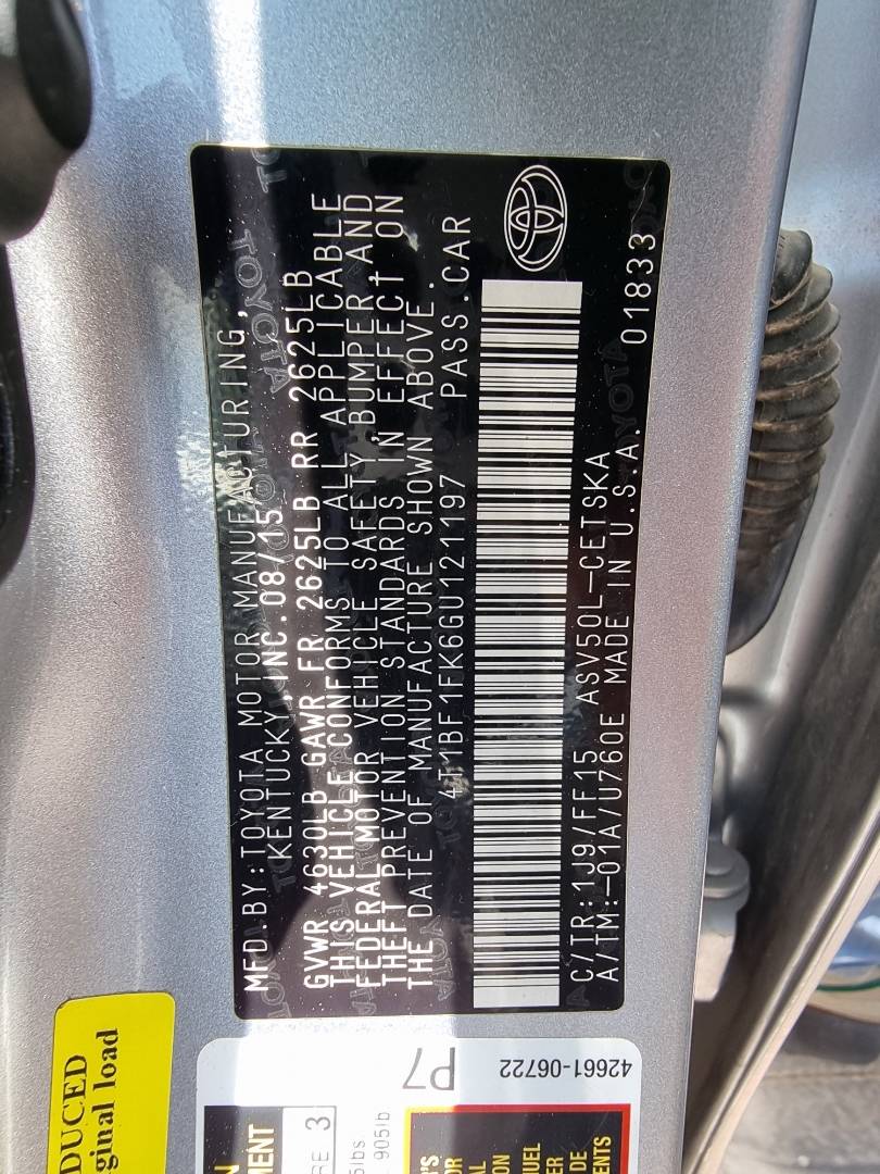 2016 TOYOTA CAMRY — 109714 Miles — Lot U121197 — Ind. 12 - Marhaba Auctions Used Cars - Image 6