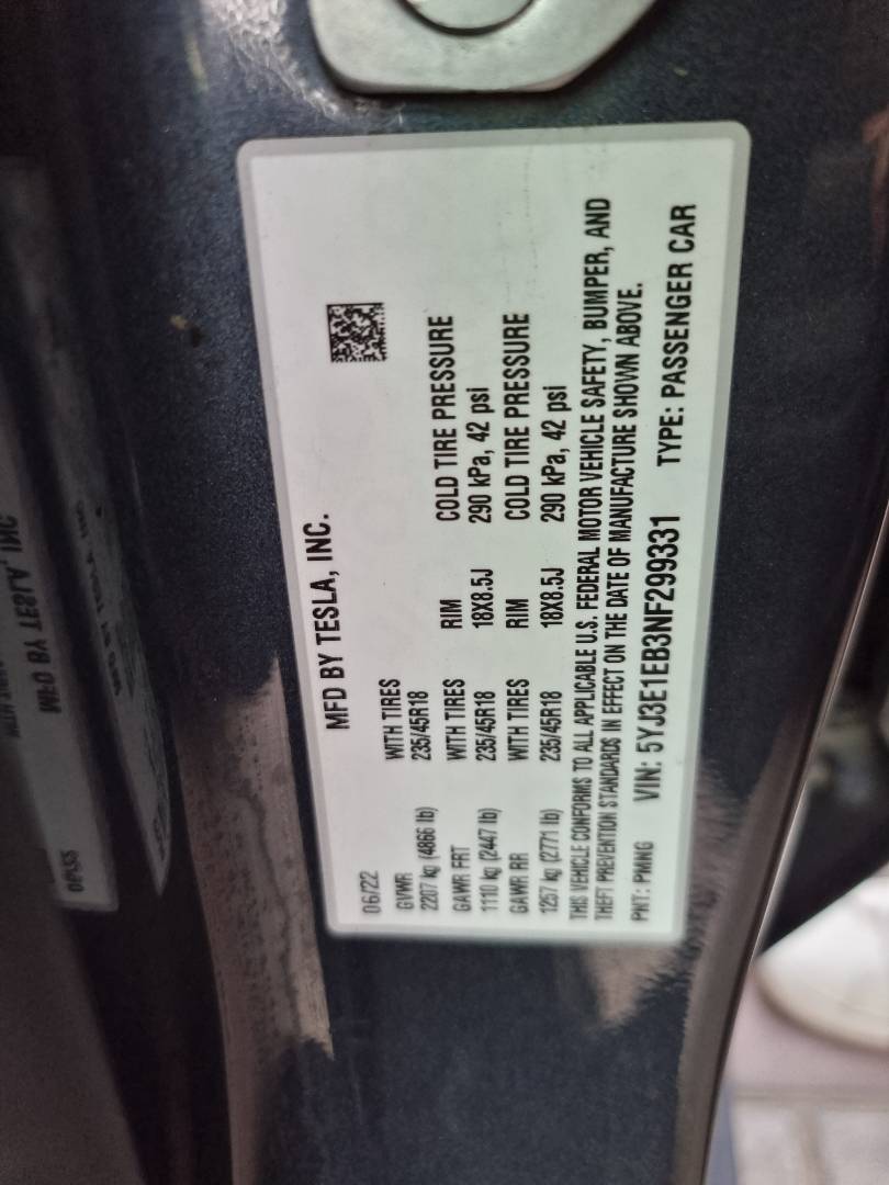 2022 TESLA MODEL 3 — 56662 Miles — Lot 214587 — Souq - Marhaba Auctions Used Cars - Image 10