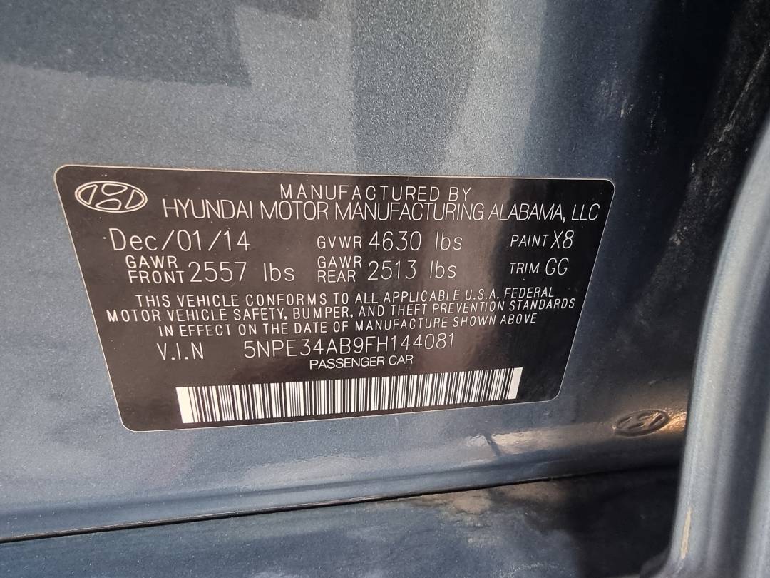 2015 HYUNDAI SONATA — 171889 Miles — Lot 144081 — Ind. 12 - Marhaba Auctions Used Cars - Image 8