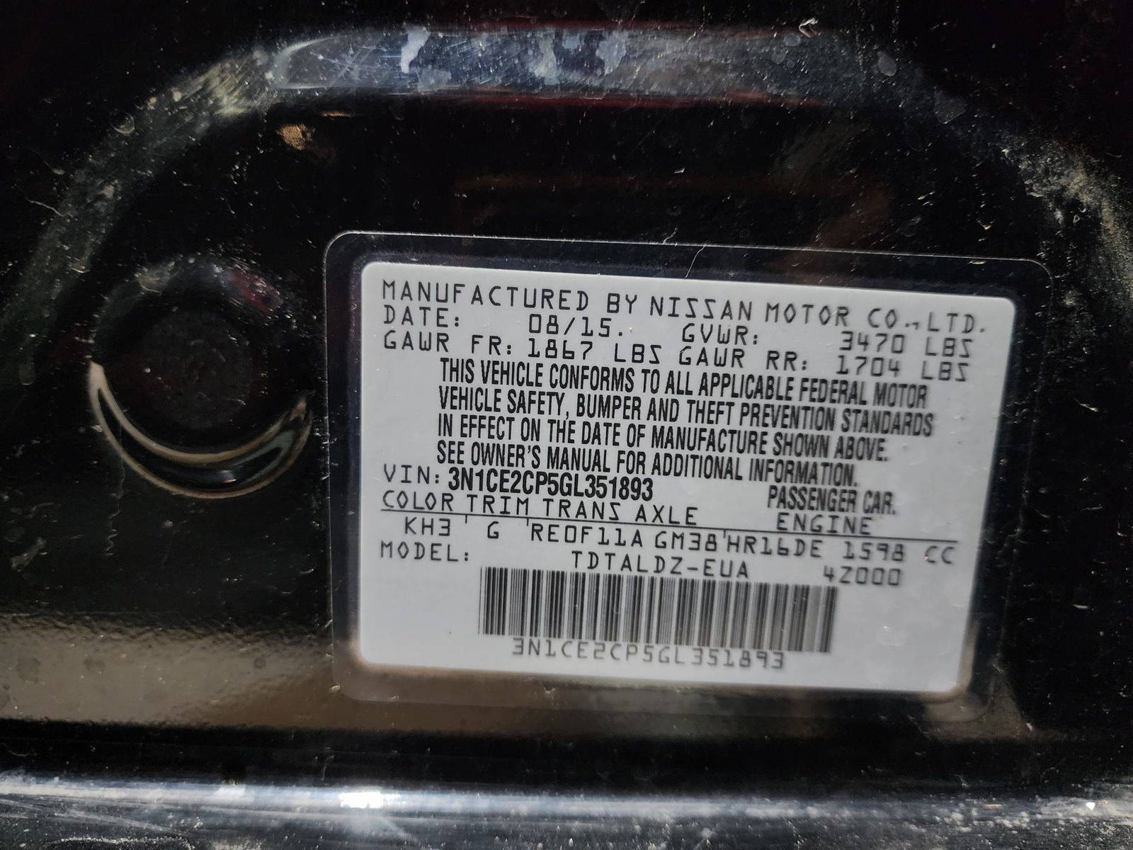 2016 NISSAN VERSA NOTE — 116766 Miles — Lot 59421684 — Al Quoz - Marhaba Auctions Used Cars - Image 9