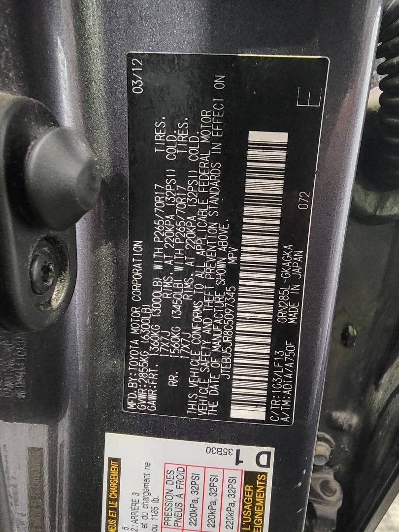 2012 TOYOTA 4RUNNER SR5 — 178109 Miles — Lot 59679104 — Main - Marhaba Auctions Used Cars - Image 10