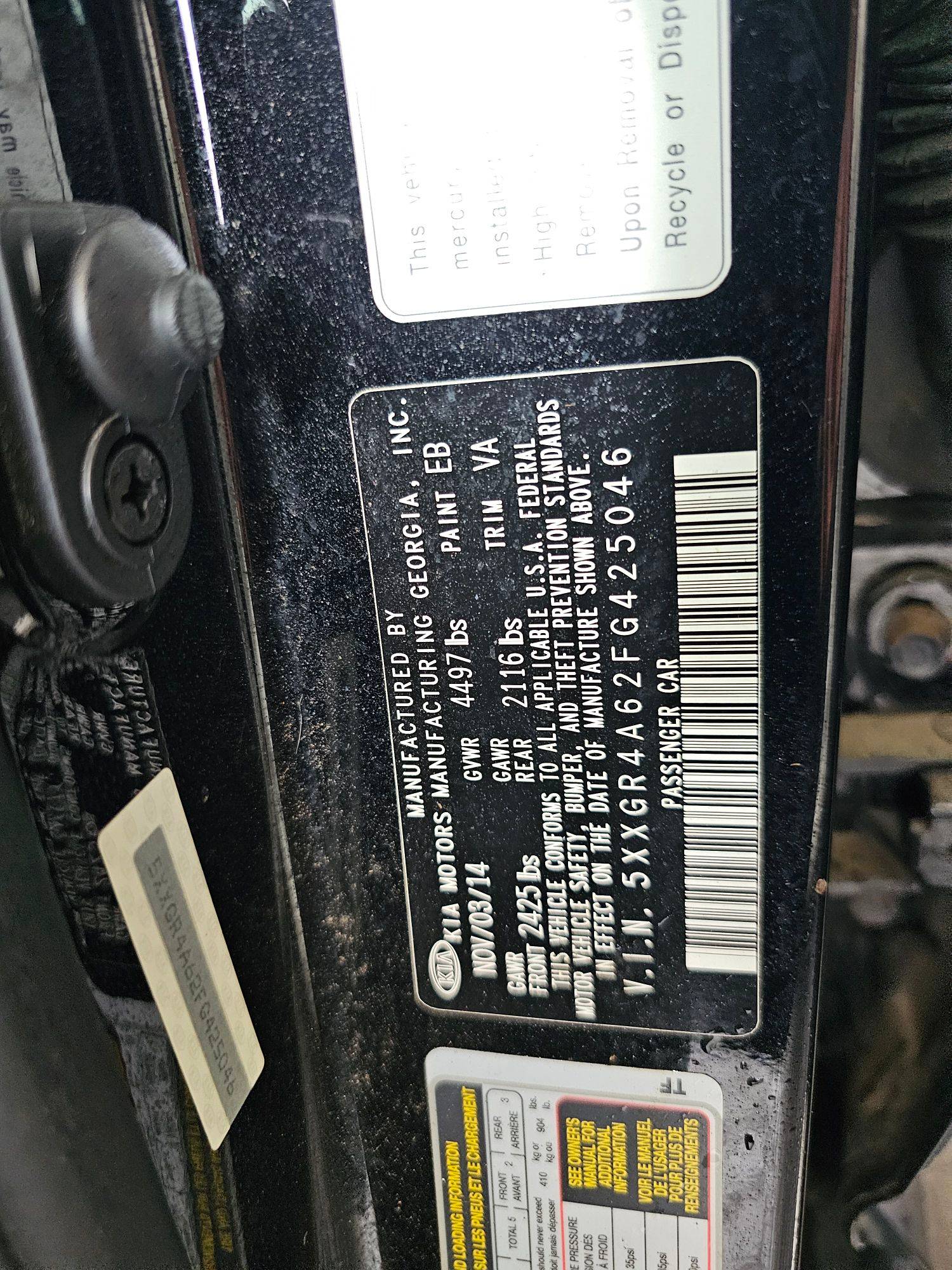 2015 KIA OPTIMA — 105526 Miles — Lot A62FG425046 — Main - Marhaba Auctions Used Cars - Image 9