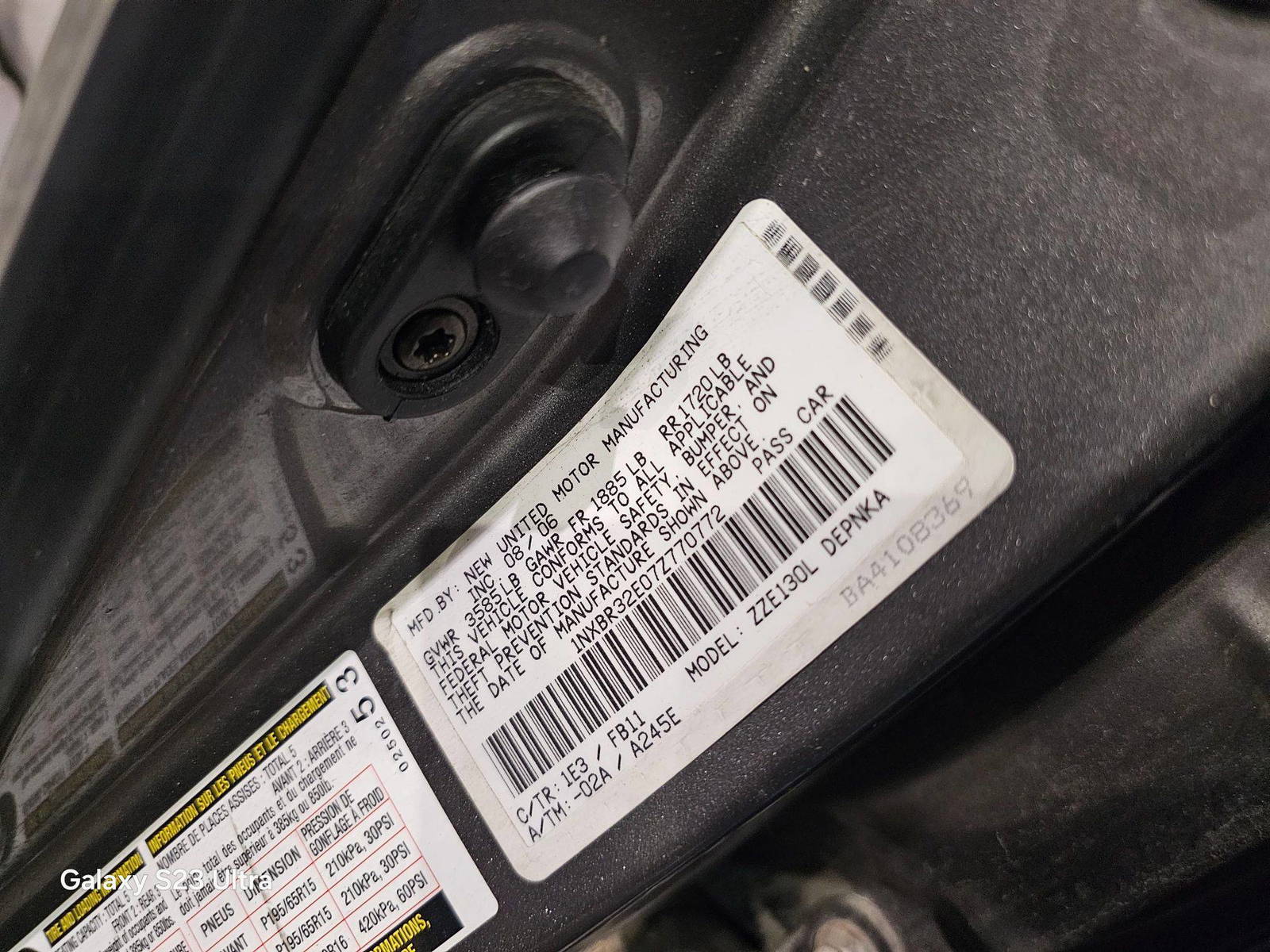 2007 TOYOTA COROLLA — 206168 Miles — Lot 770772 — Main - Marhaba Auctions Used Cars - Image 8