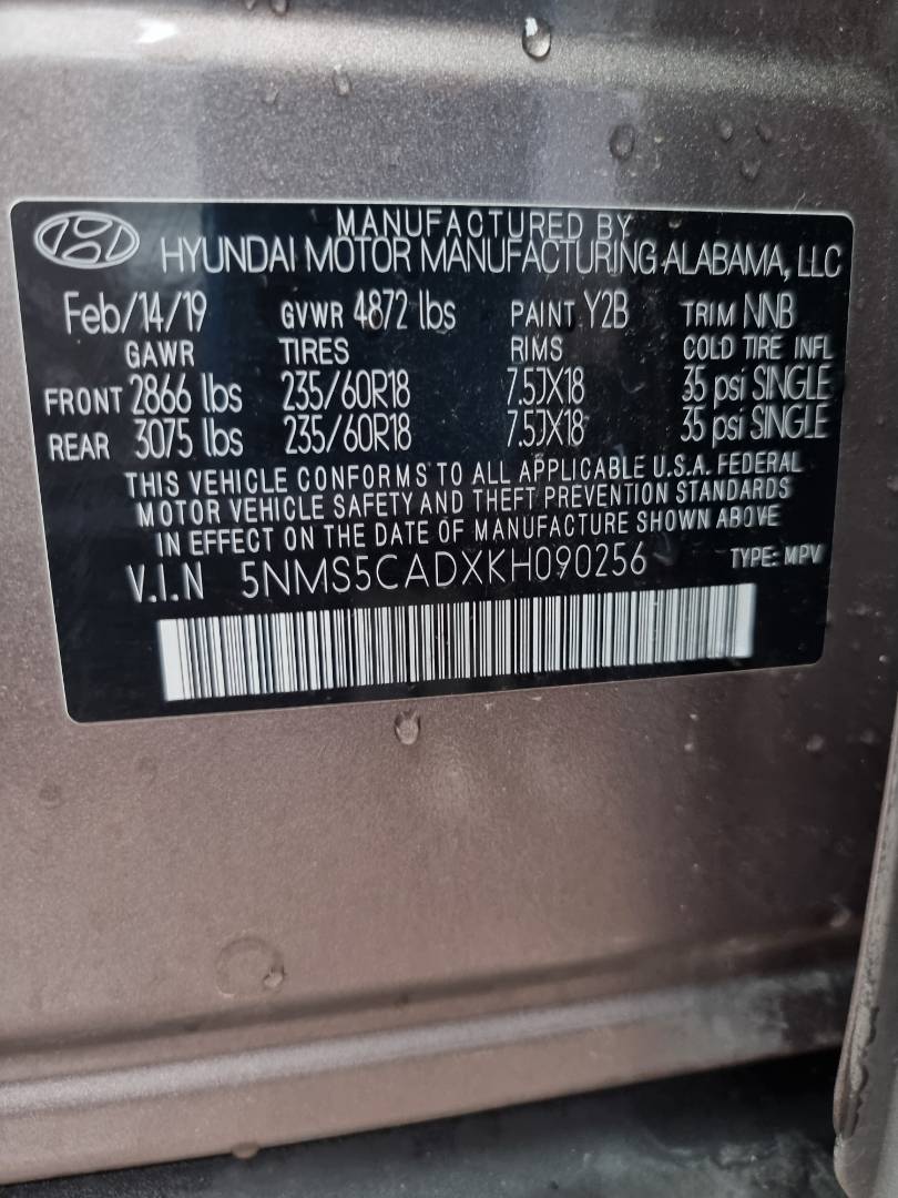 2019 HYUNDAI SANTA FE — 150053 Miles — Lot 90256 — Ind. 12 - Marhaba Auctions Used Cars - Image 8