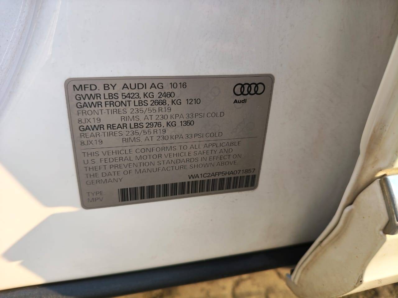 2017 AUDI Q5 — 117519 Miles — Lot HA071857 — Main - Marhaba Auctions Used Cars - Image 11