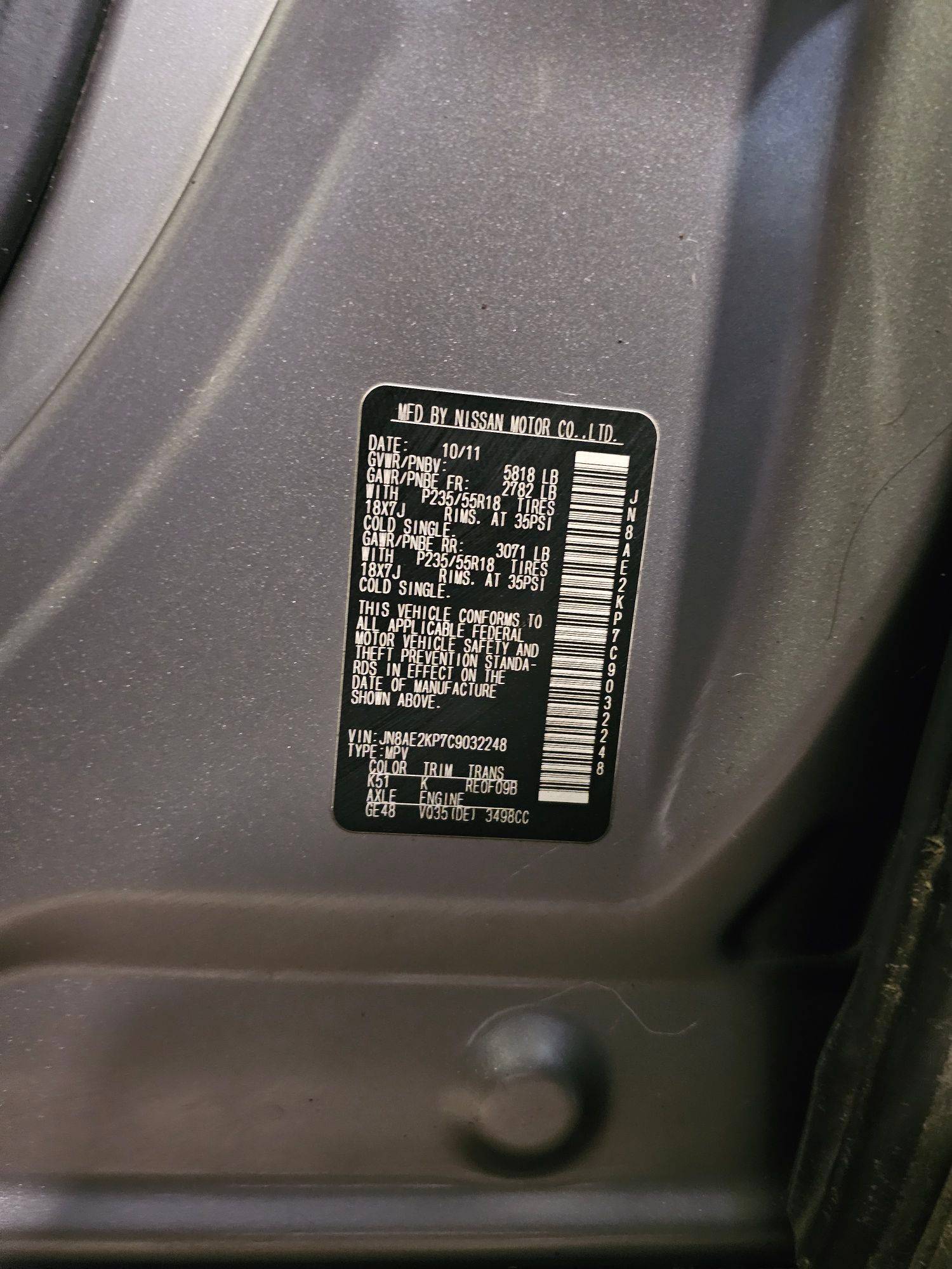 2012 NISSAN QUEST — 138670 Miles — Lot 43648528 — Main - Marhaba Auctions Used Cars - Image 9