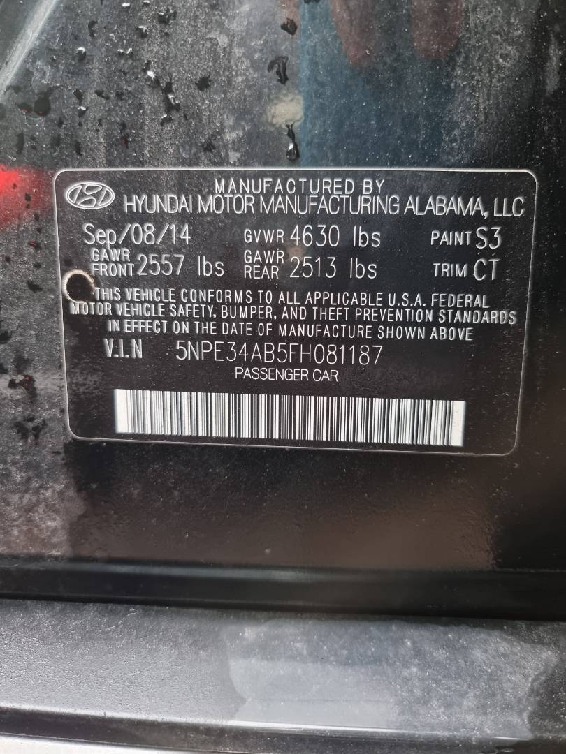 2015 HYUNDAI SONATA — 148590 Miles — Lot 215487 — Ind. 12 - Marhaba Auctions Used Cars - Image 10