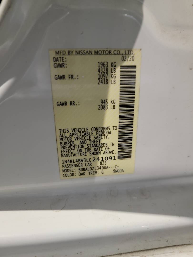 2020 NISSAN ALTIMA — 96136 Miles — Lot 241091 — Main - Marhaba Auctions Used Cars - Image 8