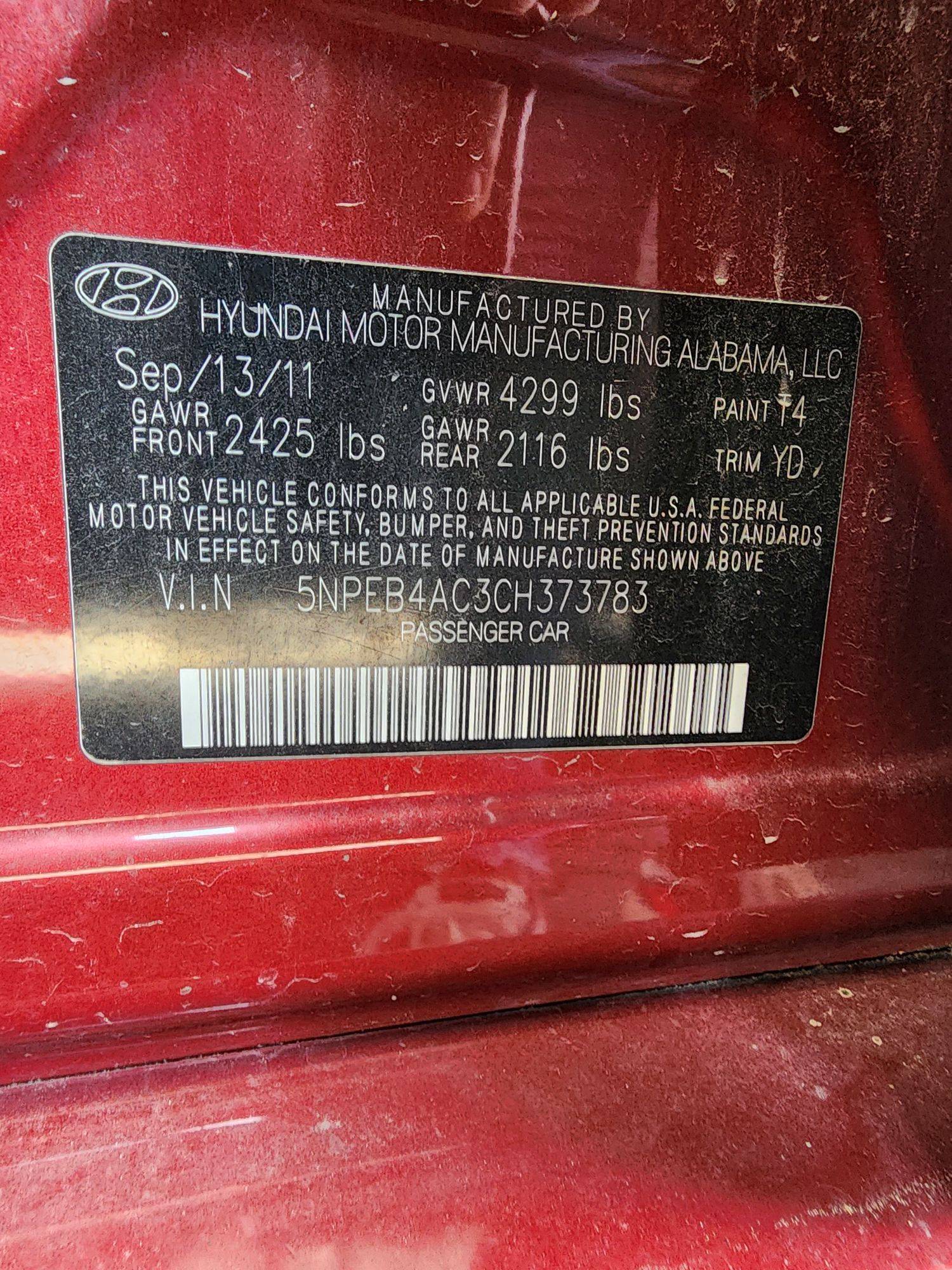 2012 HYUNDAI SONATA — 172587 Miles — Lot 73783 — Souq - Marhaba Auctions Used Cars - Image 8
