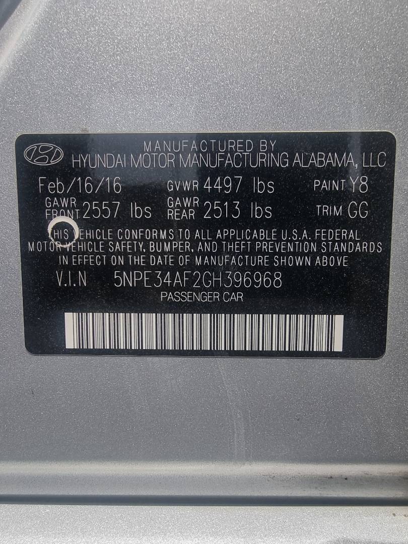 2016 HYUNDAI SONATA — 130825 Miles — Lot 154875 — Ind. 12 - Marhaba Auctions Used Cars - Image 10
