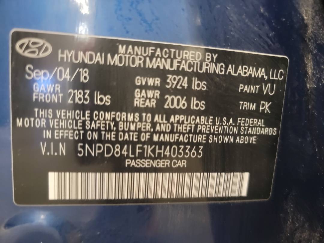 2019 HYUNDAI ELANTRA — 117101 Miles — Lot 1KH403363 — Main - Marhaba Auctions Used Cars - Image 8