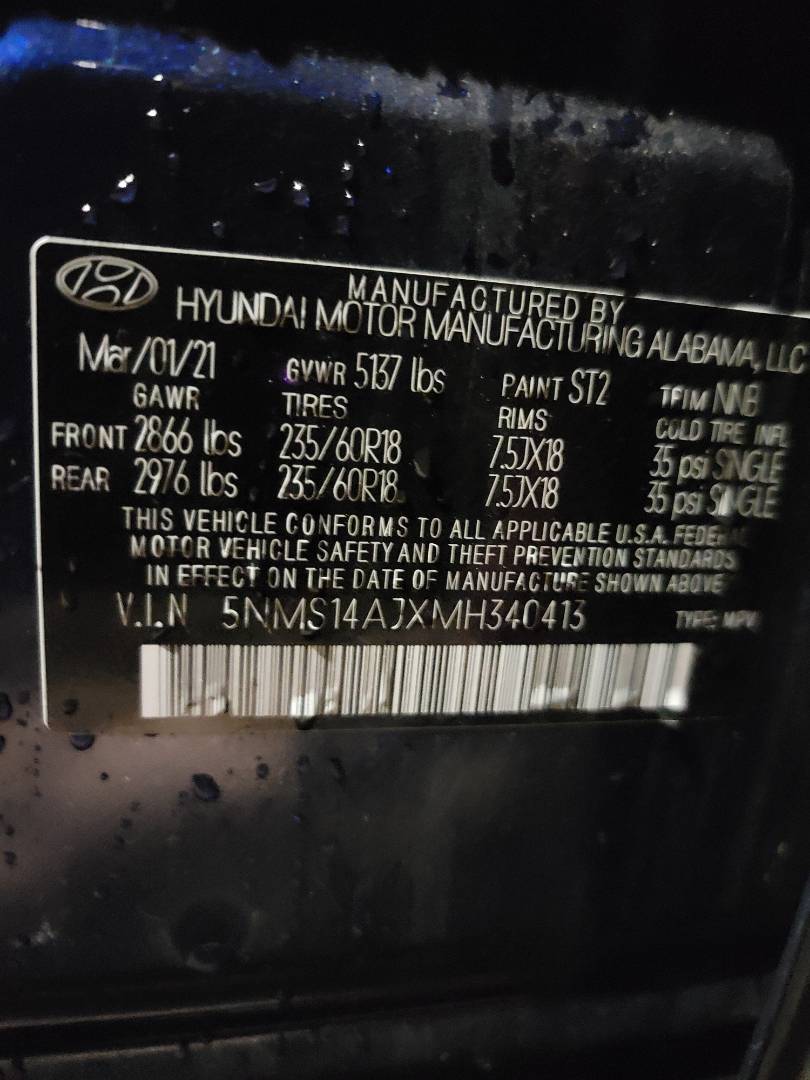 2021 HYUNDAI SANTA FE — 156655 Miles — Lot 71769573 - Marhaba Auctions Used Cars - Image 11