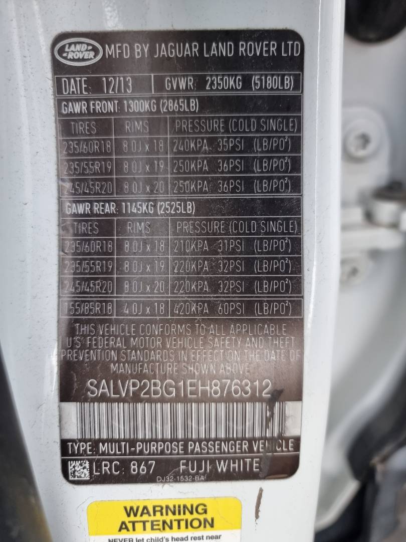 LAND ROVER RANGE ROVER EVOQUE 2014 - Marhaba Auction Used Cars - Image 9