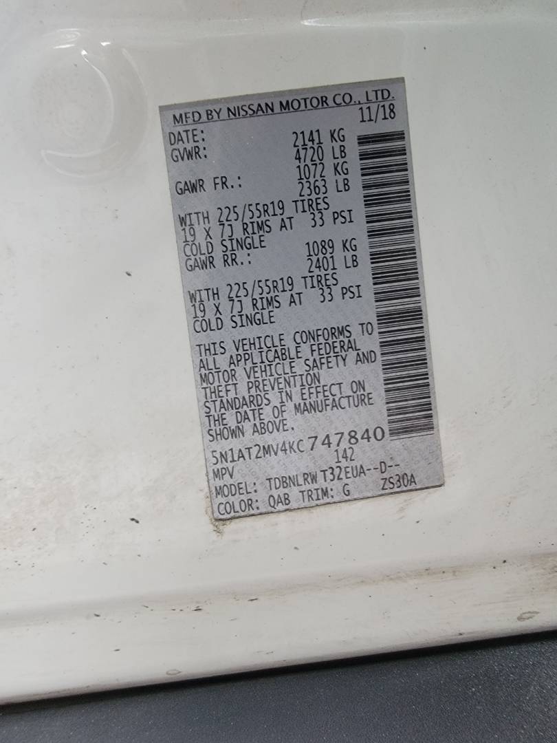 2019 NISSAN ROGUE — 155441 Miles — Lot KC747840 — Main - Marhaba Auctions Used Cars - Image 9