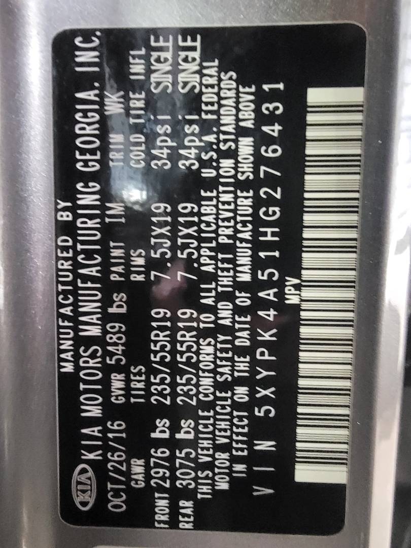 2017 KIA SORENTO — 110642 Miles — Lot HG276431 - Marhaba Auctions Used Cars - Image 10