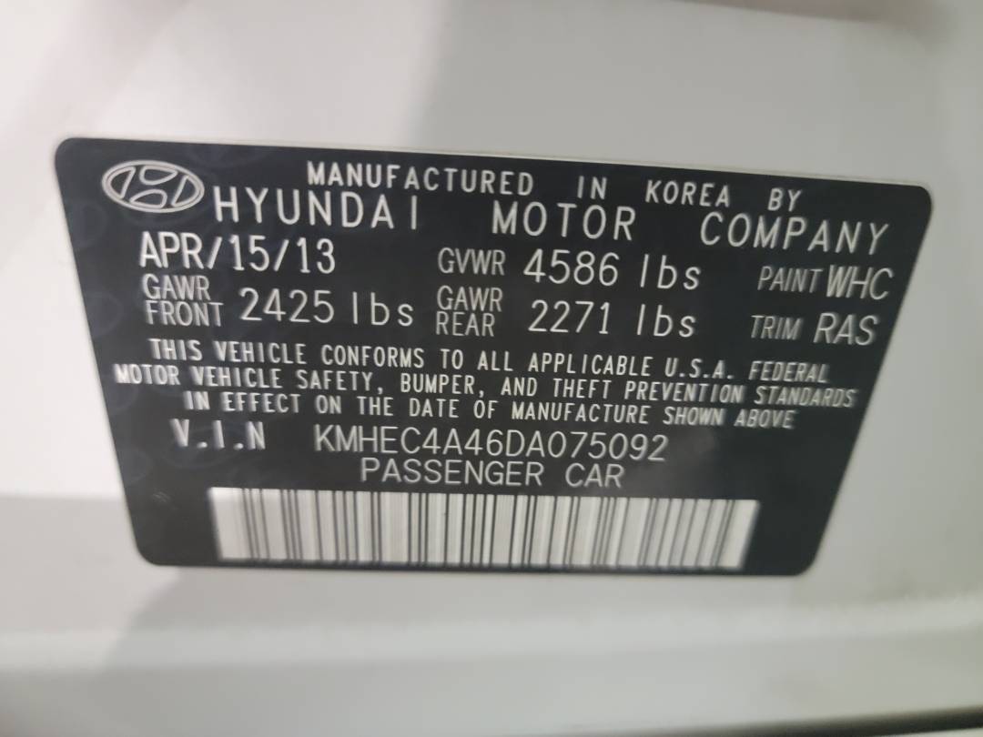 2013 HYUNDAI SONATA — 227953 Miles — Lot DA075092 - Marhaba Auctions Used Cars - Image 10